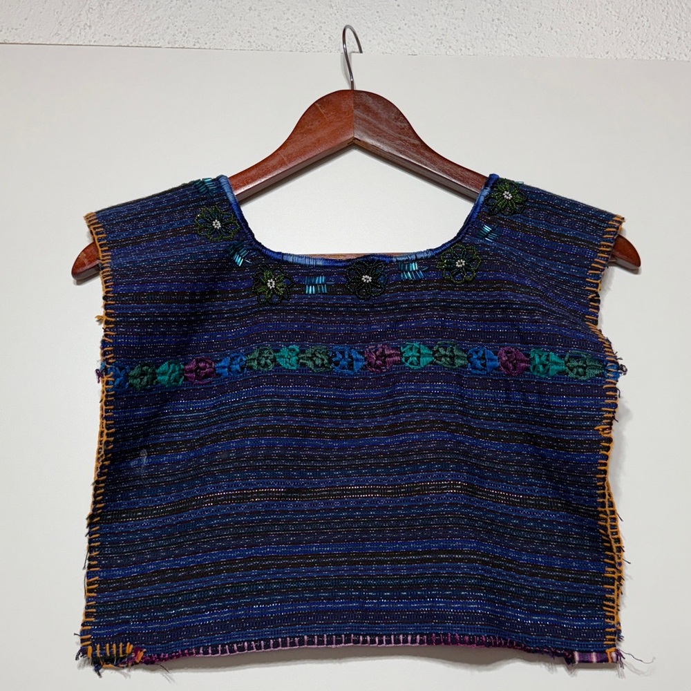 Child’s Huipil Tunic with Beaded Flower Details